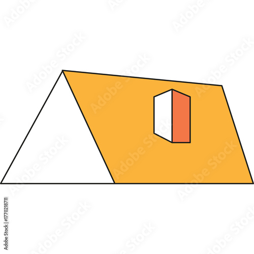 Simple Illustration Of A House Roof With A Dormer Window In Orange And White Colors On A Transparent Background