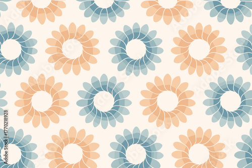 Decorative illustration pattern petal gradient formations elegant soft vector rings repeating
