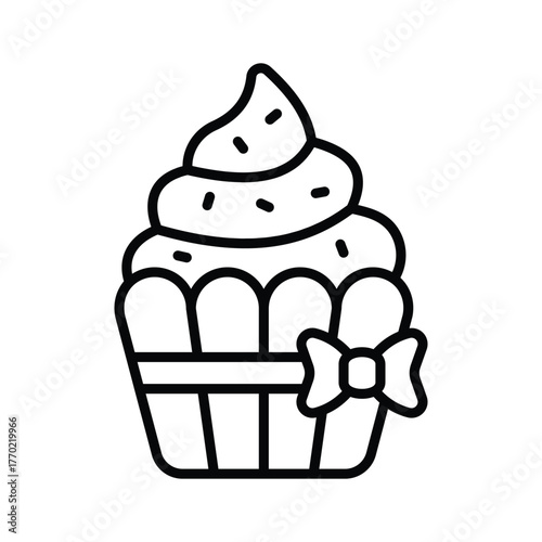 An editable icon of cupcake designed in line style