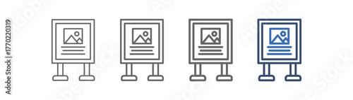 
outline icon sheet poster with board and scenery design