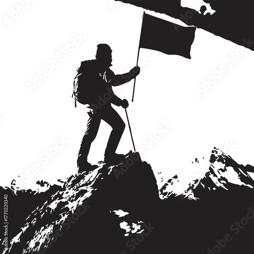 silhouette of a man with backpack