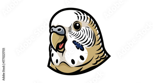 Detailed Illustration of a Budgerigars Head with Distinct Markings.