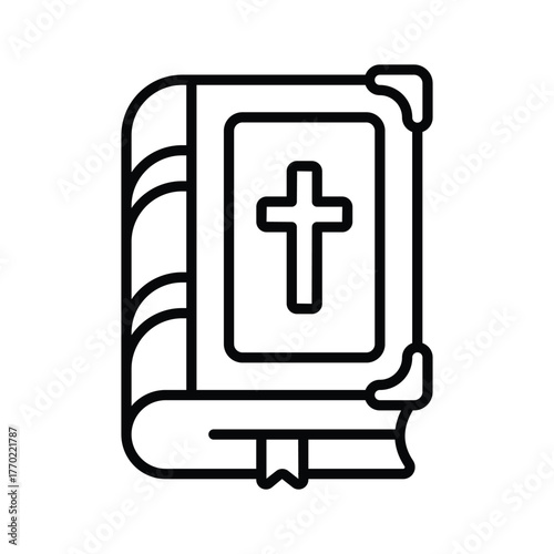 Classic holy bible with cross, spiritual and religious book symbol