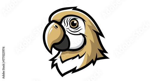 Detailed Illustration of a Parrot Head with Striking Features.