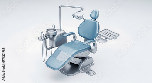 Contemporary dental examination chair and integrated professional equipment, providing optimal patient comfort for efficient oral healthcare in a modern clinic