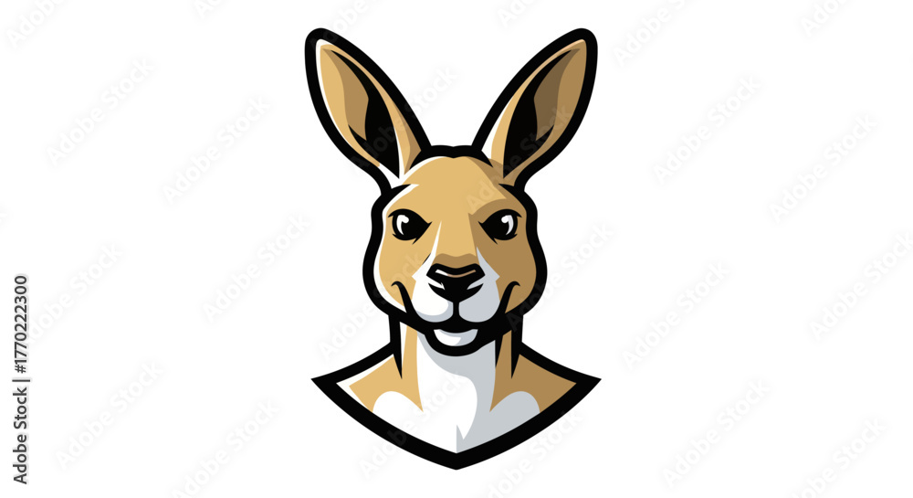 Fototapeta premium Detailed Kangaroo Head Mascot Illustration with Focused Gaze.