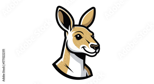 Detailed Kangaroo Head Illustration with Gentle Smile and Warm Tones.