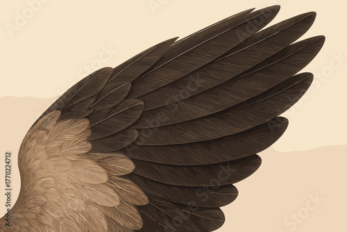 Intricate macro vector high illustration close realism textures barbs wing tip feather