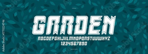 Floral display font for logos and headlines, posters and advertising alphabet letters and numbers italic typeface, beautiful and elegant typography for natural eco product or brand.