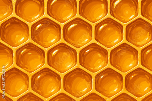 Vector enhancing glowing look honeycomb pattern honey golden detail illustration filled cells