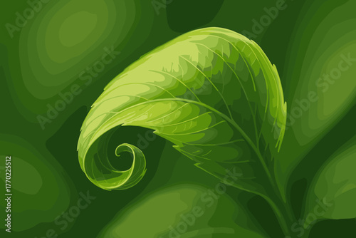Lines curled leaf tip gradients subtle macro illustration fine view vector natural