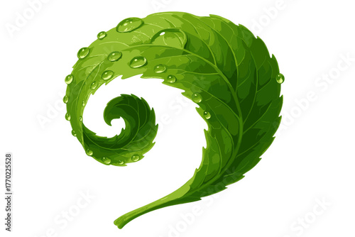 Leaf enhancing vector dewy along edges highlights illustration realistic surface curled dew