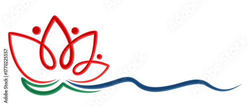 The symbol of red water lily with wave.
