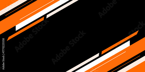 Orange and white abstract shapes with black background vector design.