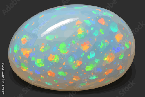 Surface smooth macro colorful opalstone up view small close highlighting illustration sheen