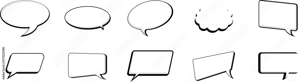 Fototapeta premium Outline comic speech bubbles collection for conversation, doodle, and pop art communication projects