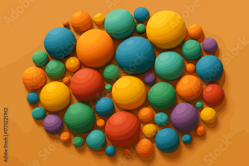 Clustered texture clay matte illustration vector volumetric bubbles collection colorful