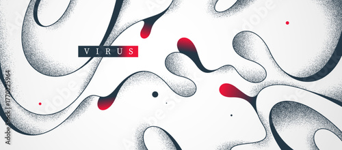 Microscopic look like vector abstract background, curvy lines in motion abstraction wallpaper, fluid lines and textures dynamic curves, lifeform microorganism.