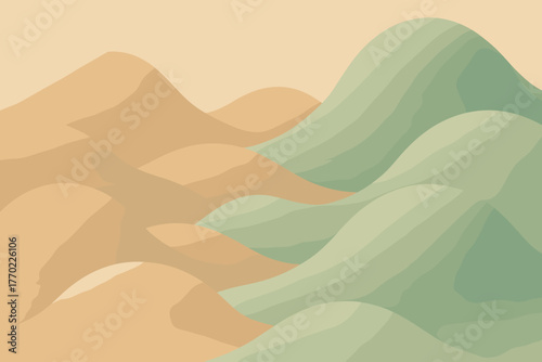Hillscape serene illustration composition diffused lighting other clay calm beige tactile smooth