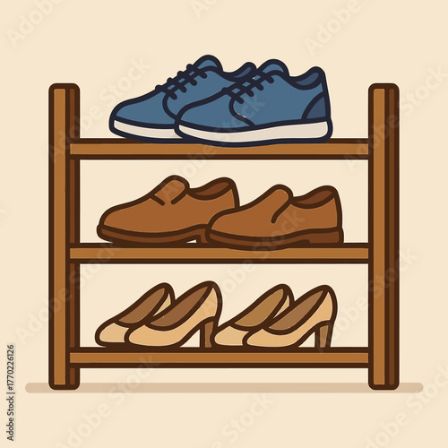 vector illustration of a shoe rack