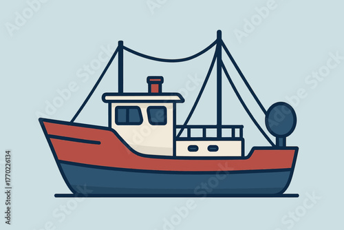 vector illustration of a fishing boat