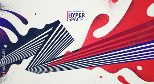 Fluid splash in motion over 3D lines in perspective space vector abstract background, energy blast explosion in chaos, surreal explosion art wallpaper.