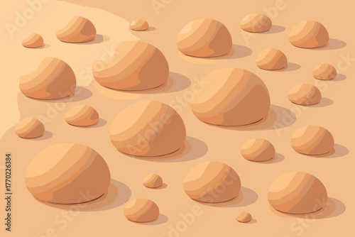 Rounded gradients illustration pastel landscape clay vector depth composition shadows lumps