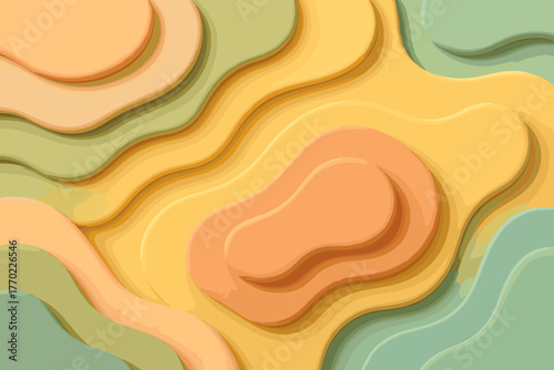 Warm natural flow shadows pastel vector colorful clay soft layered illustration