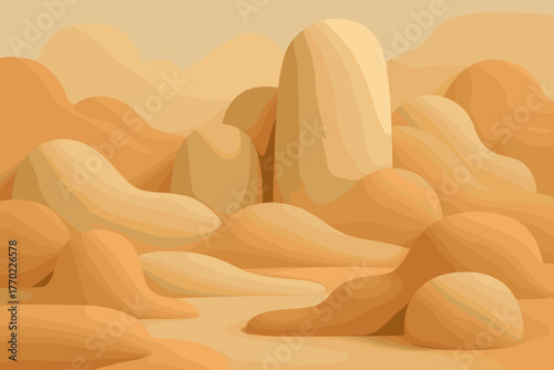 Forms illustration harmonious landscape flow rounded clay harmony soft vector sculptural
