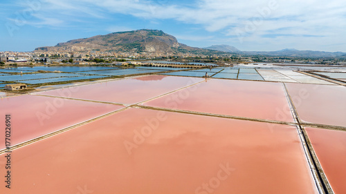 Photography Aerial view of the Trapani salt pans, in Sicily, Italy