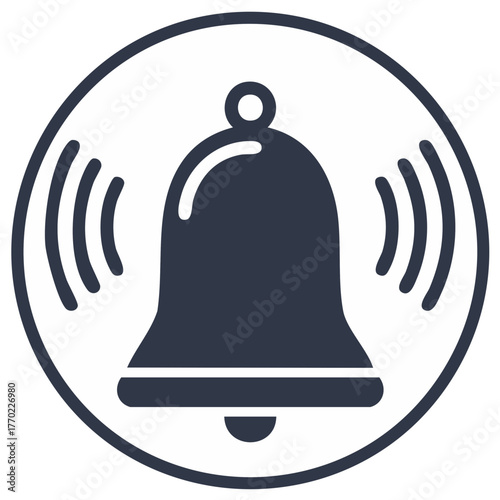 Stylized Ringer Bell Icon Signifying Sound Notification Announcement Or Reminder Alert In Simple Vector