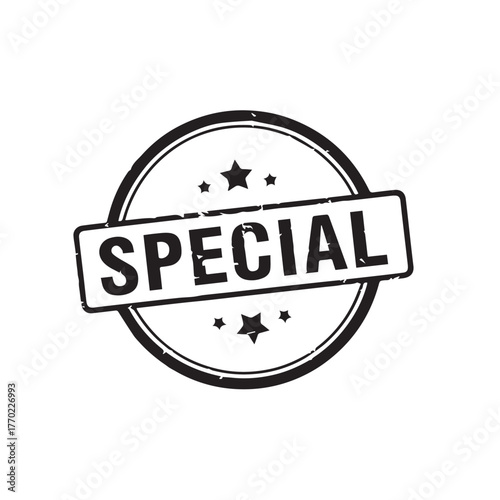 Black special stamp, perfect for adding a touch of authenticity to your designs, highlighting promotions, or creating a sense of urgency