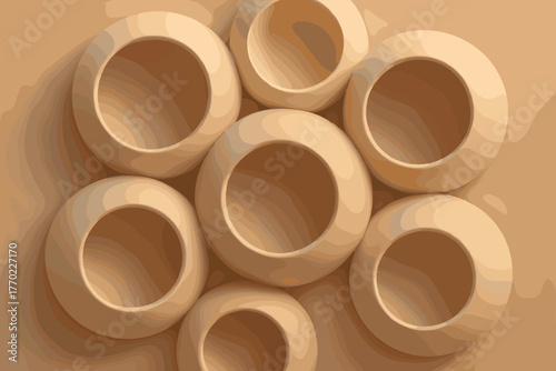 Evoking harmony soft sculptural calm illustration vector warm hollow gently organic spheres