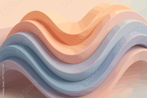 Arcs abstract polymer bending soft illustration waves sculptural vector gently forming layered