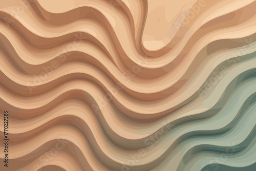 Sculpted tactile folds surface elegant seamless rhythmic balance vector clayscape soft illustration