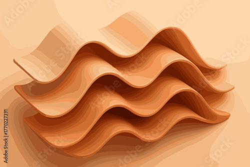 Clayfold waves rendered clay vector material folds illustration softly abstract balanced highlights