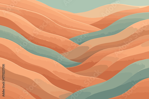Flow volume creating vector clay illustration soft landscape field layers transitions tranquil