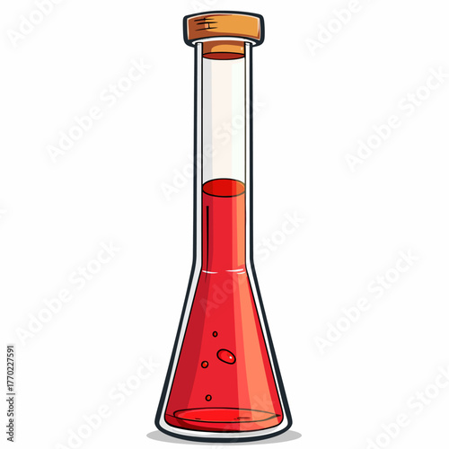 Red graduated cylinder on white 