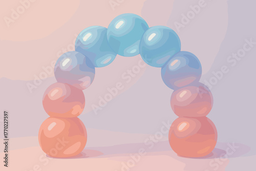 Clay gradient spheres vector curved polymer illustration lighting gel luminous arch