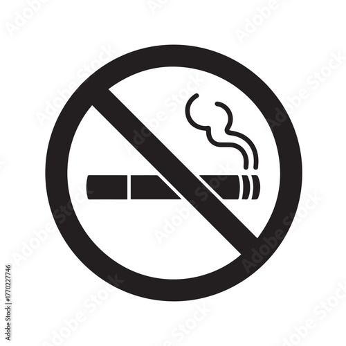 No smoking sign prohibition sign with cigarette and smoke vector illustration for smokefree area, health, warning, or public safety symbol for no smoking zone