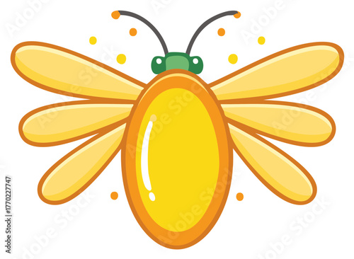 Adorable glowing cartoon firefly insect vector illustration with sparkling light