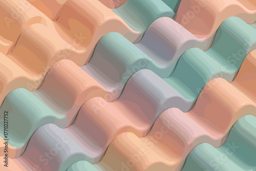 Pastel clay pattern vector volumetric illustration ridges lighting waves forming tops gradient
