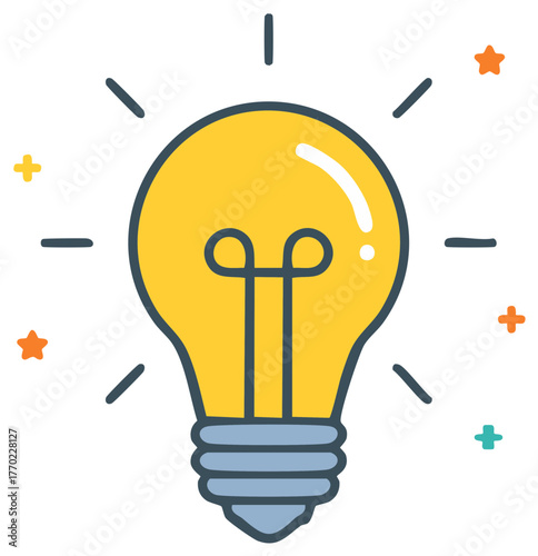 Glowing lightbulb icon symbolizing a bright idea and creative innovation