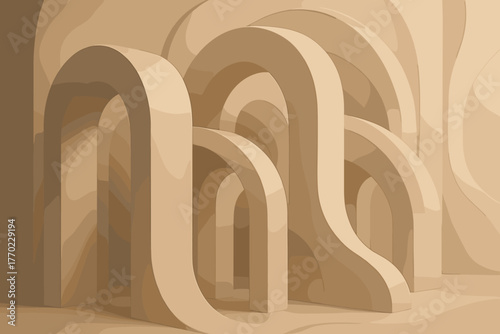 Lines shapes vertical illustration forming curved flowing arches vector depth clay structure