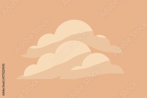Vector atmosphere rising cloud minimalist soft evoking layers peaceful mound illustration