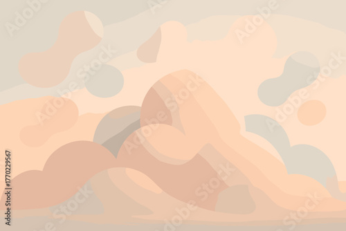 Light shapes forms diffuse surreal cloudmound under merging blobby vector illustration