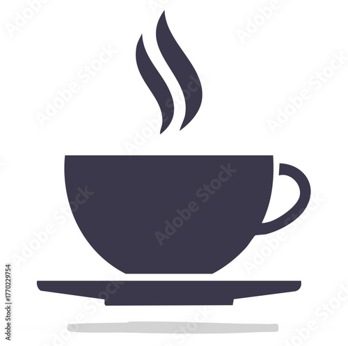 Coffee cup silhouette with steam on a saucer vector illustration