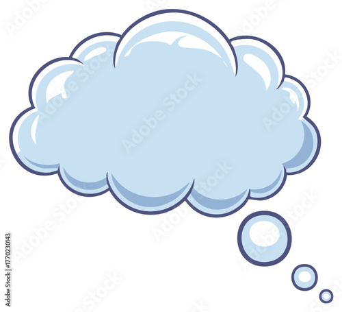 Cartoon Speech Bubble Cloud for Ideas and Thoughts with Small Bubbles