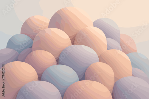 Surface rounded volumetric arrangement light clay vector elegant illustration mounds layered shaded