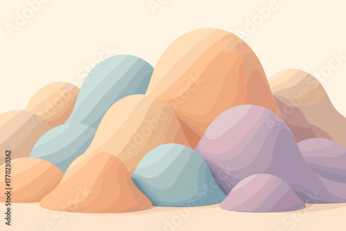 Comfort illustration rise evoking soft clay abstract mounds pastel modern like vector